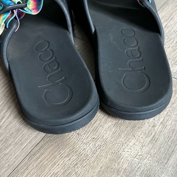 CHACO Rainbow Tie Dye Slide Sandals Size 11 - Picture 9 of 10